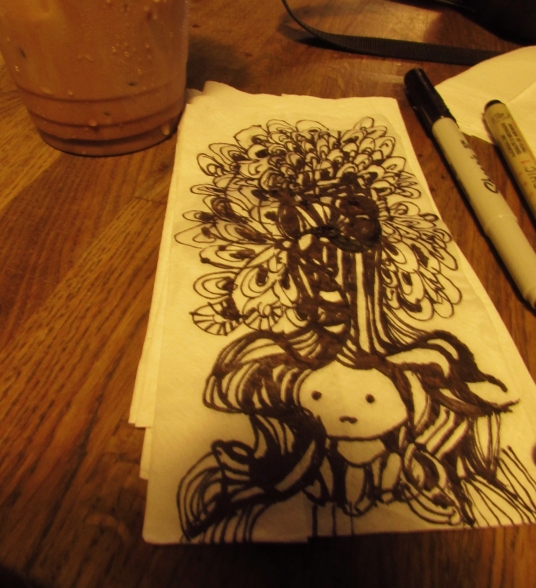 Tree Headed Girl drawn at Bittersweet Cafe